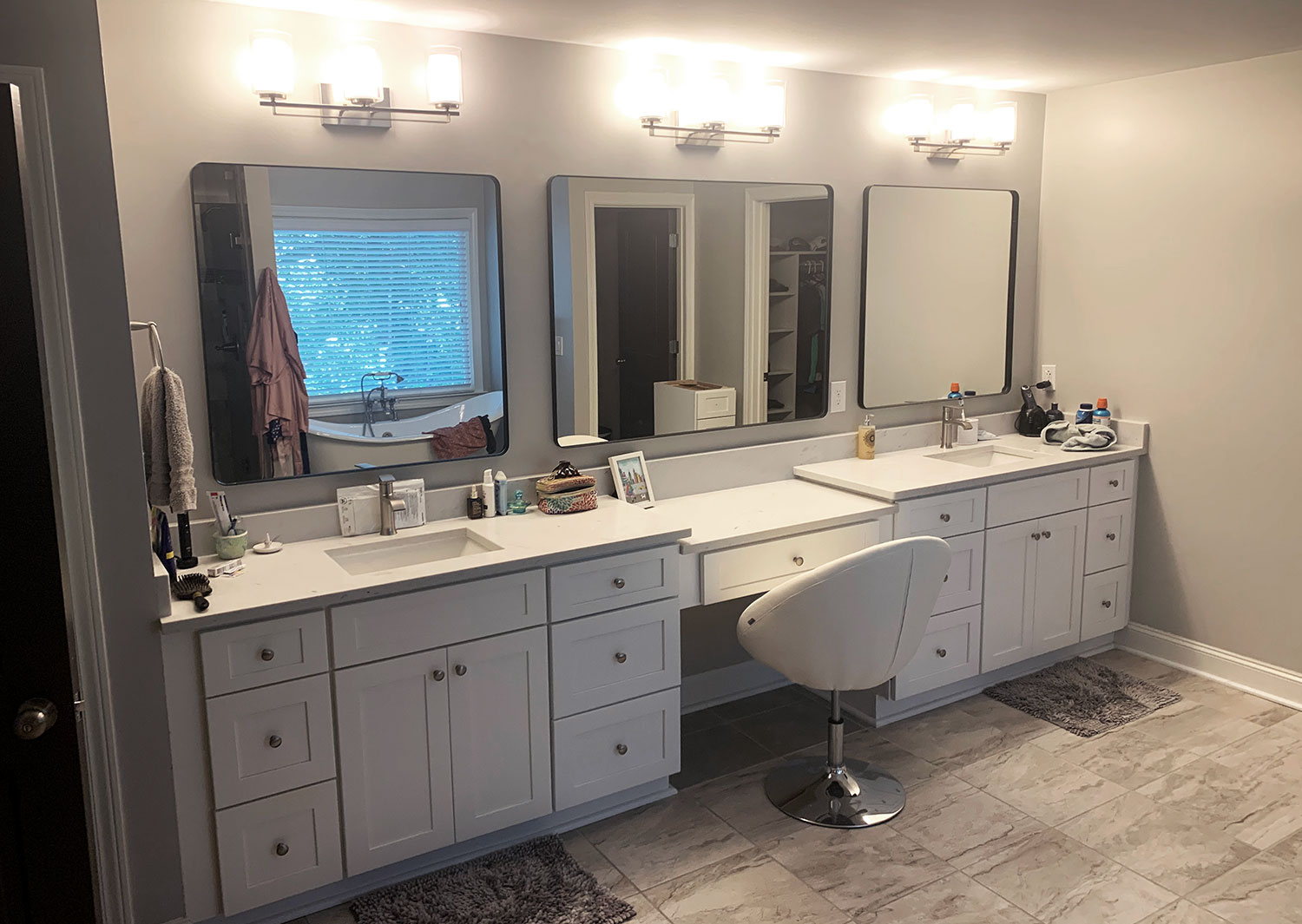 newly remodeled vanity area of bathroom